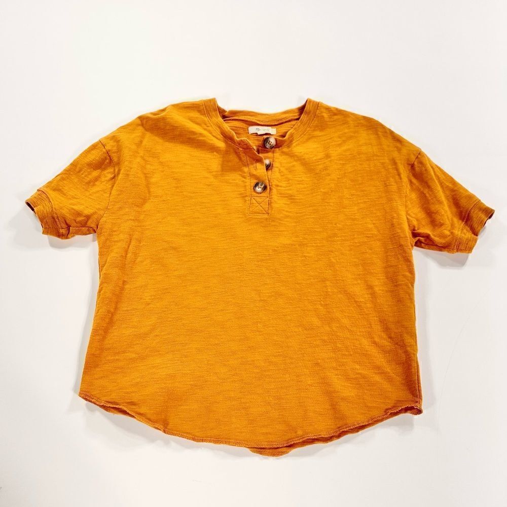 Madewell heavy cotton oversized tee with button collar XXS